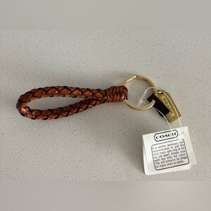 Coach vintage leather braided key fob keychain New with Tag